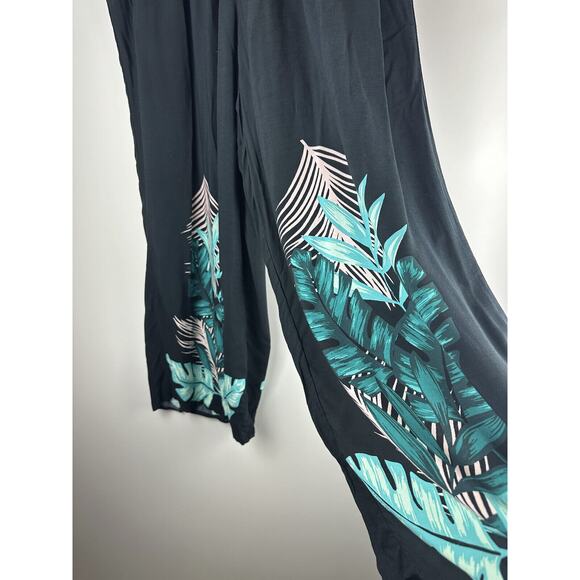 NWT Swim by Cacique Wide Leg Lounge Pants Black Tropical Print Plus Size 26/28 - Picture 10 of 13